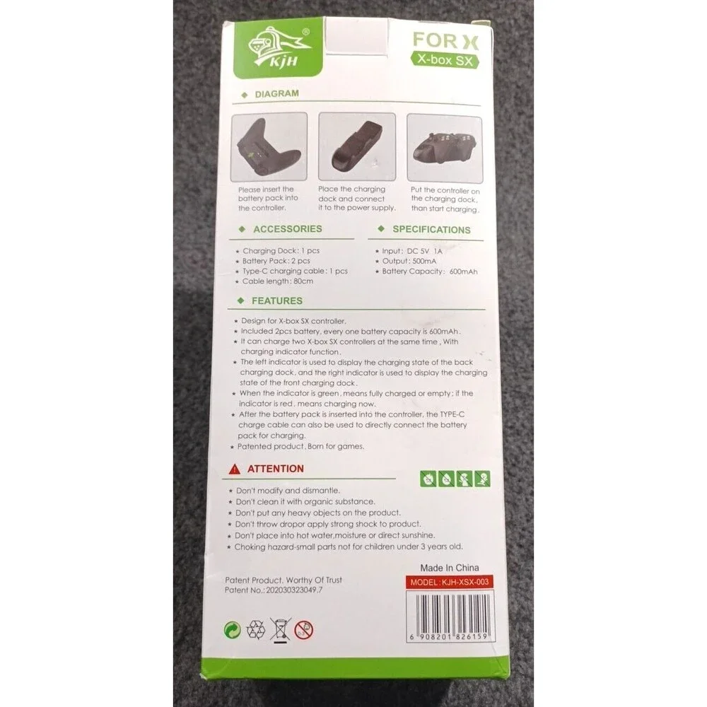 Dual Charging Dock for X-Box SX Controller with 2 PCS Battery Packs New by KJH